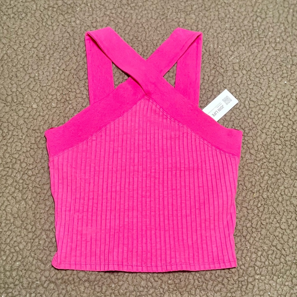 Zara Pink Ribbed Backless Tank Top